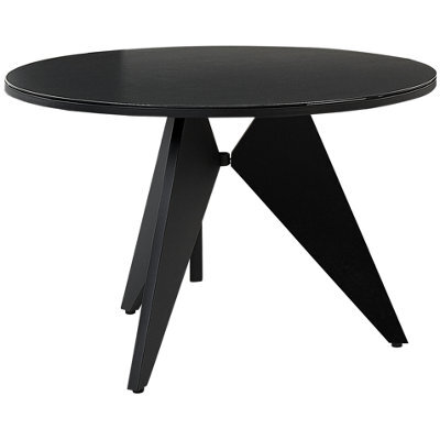 Beliani Garden Dining Table Olmetto 83 Cm 110 Cm Glass Black - image 1