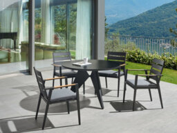 Beliani Garden Dining Table Olmetto 83 Cm 110 Cm Glass Black - thumbnail 2