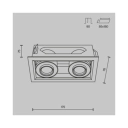 Luminosa Lighting Luminosa Metal Modern Twin Recessed Downlight Black 3000K 1300Lm - thumbnail 2