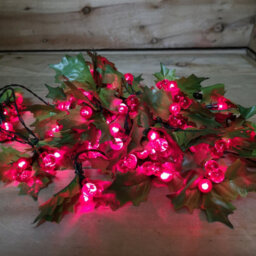 Samuel Alexander Indoor Outdoor 100 Christmas Led Red Berry And Holly Lights Green Cable - thumbnail 1