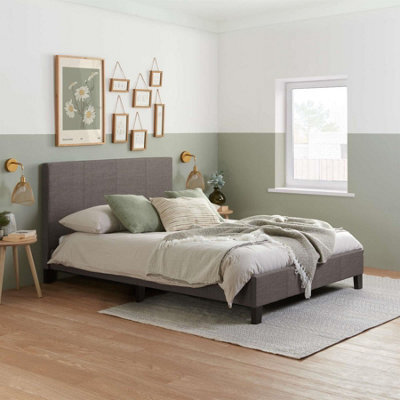 Double Bed Frame & Mattress Grey Fabric Birlea Sleepsoul Paris 4Ft6 - image 1