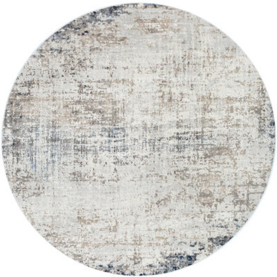Livabliss Round Roma-Abstract Grey Blue Brown Modern Marble Living Dining Bedroom Rug 200 X 200 Cm Easy Care, Non Shedding - image 1