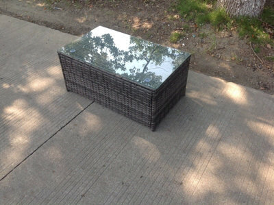 Fimous Rattan Oblong Rectangular Tea Coffee Table Outdoor Garden Furniture Patio Furniture Dark Grey Mixed - image 1
