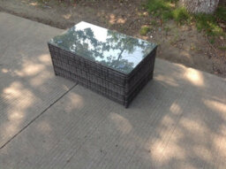 Fimous Rattan Oblong Rectangular Tea Coffee Table Outdoor Garden Furniture Patio Furniture Dark Grey Mixed - thumbnail 1