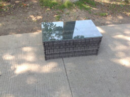 Fimous Rattan Oblong Rectangular Tea Coffee Table Outdoor Garden Furniture Patio Furniture Dark Grey Mixed - thumbnail 3