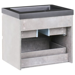 Wyld And Coco Grey Wall-Mounted Vanity Unit With Black Resin Basin 60 X 46 Cm, 2 Drawers, Matte Modern Mdf - thumbnail 6