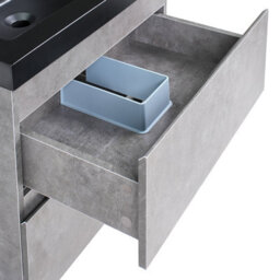 Wyld And Coco Grey Wall-Mounted Vanity Unit With Black Resin Basin 60 X 46 Cm, 2 Drawers, Matte Modern Mdf - thumbnail 8