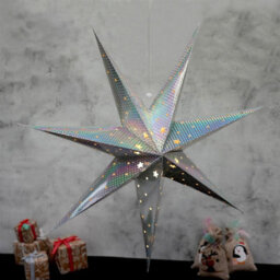 Geezy Christmas Silver Led Hanging Star Light Lantern Wedding Party Decor Large 60 Cm - thumbnail 2