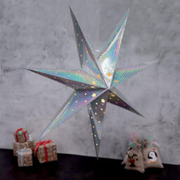 Geezy Christmas Silver Led Hanging Star Light Lantern Wedding Party Decor Large 60 Cm - thumbnail 3