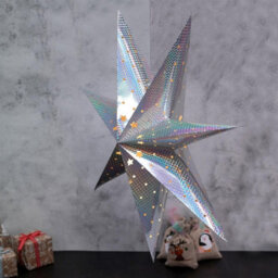 Geezy Christmas Silver Led Hanging Star Light Lantern Wedding Party Decor Large 60 Cm - thumbnail 4