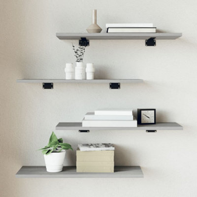Berkfield Wall Shelves 4 Pcs Grey Sonoma 60X20X1.5 Cm Engineered Wood - image 1