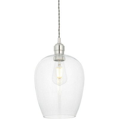 Loops Hanging Ceiling Pendant Light - Bright Nickel Plate & Clear Glass - 10W Led E27 - image 1