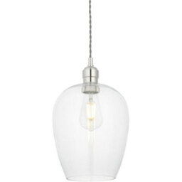 Loops Hanging Ceiling Pendant Light - Bright Nickel Plate & Clear Glass - 10W Led E27