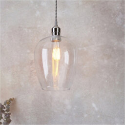 Loops Hanging Ceiling Pendant Light - Bright Nickel Plate & Clear Glass - 10W Led E27 - thumbnail 3