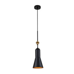Luminosa Lighting Elstead Etoile Dome Pendant Ceiling Light, Matte Black And Gold Leaf