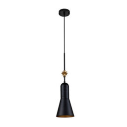 Luminosa Lighting Luminosa Etoile Dome Pendant Ceiling Light, Matte Black And Gold Leaf - thumbnail 6