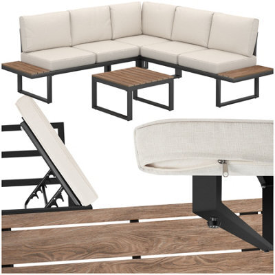 Tectake Eliar Garden Lounge Set, 4-Piece, With Aluminum Frame  - Black - image 1