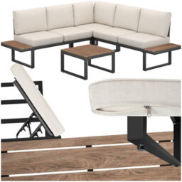 Tectake Eliar Garden Lounge Set, 4-Piece, With Aluminum Frame  - Black - thumbnail 1