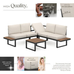 Tectake Eliar Garden Lounge Set, 4-Piece, With Aluminum Frame  - Black - thumbnail 3