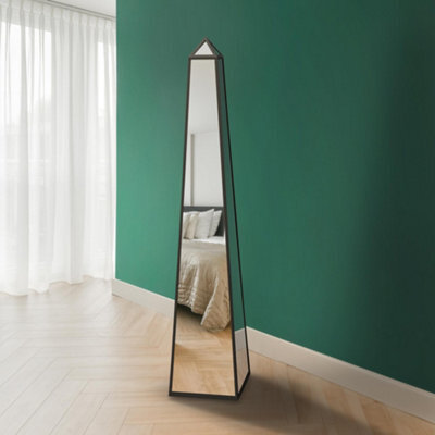 Mirroroutlet The Obelisk Black Metal Edged Mirrored Ornament 150Cm X 30Cm X 30Cm - image 1