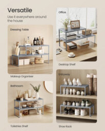 Songmics Spice Racks, Extendable Cupboard Organisers, Kitchen Countertop Shelves, Set Of 2, Space-Saving Metal Storage, Silver - thumbnail 6