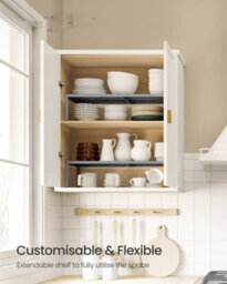 Songmics Spice Racks, Extendable Cupboard Organisers, Kitchen Countertop Shelves, Set Of 2, Space-Saving Metal Storage, Silver - thumbnail 3