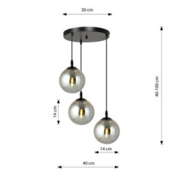 Emibig Lighting Emibig Cosmo Pendant Lamp  3 X E14 Black With Graphite Shade - thumbnail 8