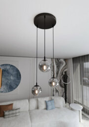 Emibig Lighting Emibig Cosmo Pendant Lamp  3 X E14 Black With Graphite Shade - thumbnail 4