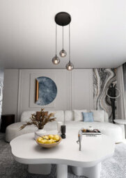 Emibig Lighting Emibig Cosmo Pendant Lamp  3 X E14 Black With Graphite Shade - thumbnail 3
