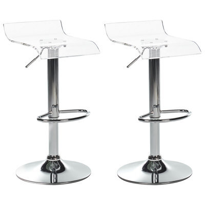 Beliani Set Of 2 Bar Chairs Neum Swivel Transparent - image 1