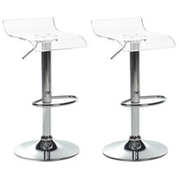 Beliani Set Of 2 Bar Chairs Neum Swivel Transparent - thumbnail 1