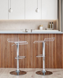 Beliani Set Of 2 Bar Chairs Neum Swivel Transparent - thumbnail 2
