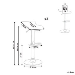 Beliani Set Of 2 Bar Chairs Neum Swivel Transparent - thumbnail 3