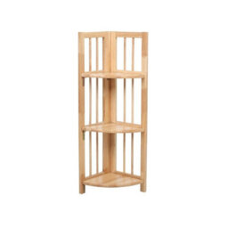 Orsina Stylish 3 Tier Natural Box Frame Corner Unit, Sustainable Large Shelving Unit, Wooden Standing Shelves - thumbnail 2