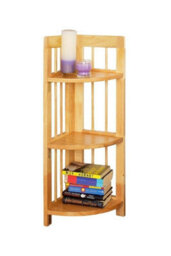Orsina Stylish 3 Tier Natural Box Frame Corner Unit, Sustainable Large Shelving Unit, Wooden Standing Shelves - thumbnail 6