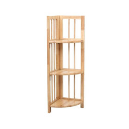 Orsina Stylish 3 Tier Natural Box Frame Corner Unit, Sustainable Large Shelving Unit, Wooden Standing Shelves - thumbnail 4