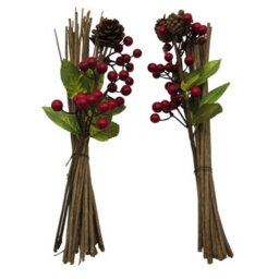 SecureFix Direct Artificial Branch Christmas Decoration Pinecones And Berries X2 (Xmas Faux Stem Festive Pick)