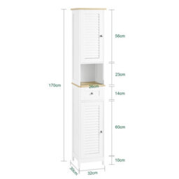 Sobuy Frg236-Nw, Bathroom Tall Cabinet Bathroom Storage Cabinet With 2 Shutter Doors,wood Effect,w32Xd30Xh170.5 - thumbnail 3