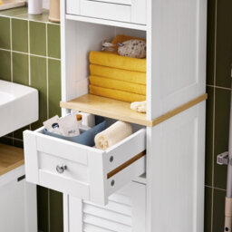 Sobuy Frg236-Nw, Bathroom Tall Cabinet Bathroom Storage Cabinet With 2 Shutter Doors,wood Effect,w32Xd30Xh170.5 - thumbnail 5