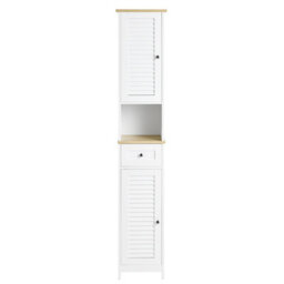 Sobuy Frg236-Nw, Bathroom Tall Cabinet Bathroom Storage Cabinet With 2 Shutter Doors,wood Effect,w32Xd30Xh170.5