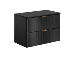 Impact Furniture Bathroom Vanity Unit Black Wall Hung  800mm Cabinet With Worktop Countertop Ribbed Fluted Drawer Adel - thumbnail 3