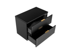 Impact Furniture Bathroom Vanity Unit Black Wall Hung  800mm Cabinet With Worktop Countertop Ribbed Fluted Drawer Adel - thumbnail 5