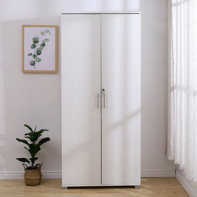 MMT Funiture Designs Storage Cupboard White Wooden Filing Cabinet With 4 Shelves - 2 Door Lockable Filing Cabinet - Tall Wood Office Organiser - image 1