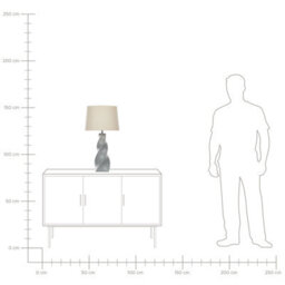 Beliani Grey Ceramic Table Lamp With White Cotton Shade 71Cm - Twirl Base Bedside Light - thumbnail 9