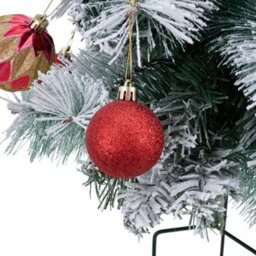 Living And Home Double-Branch Luxury Pine Needle Mixed Snow Scene Artificial Christmas Tree For Patio 41Cm W X 70Cm H - thumbnail 6