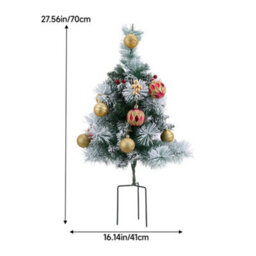 Living And Home Double-Branch Luxury Pine Needle Mixed Snow Scene Artificial Christmas Tree For Patio 41Cm W X 70Cm H - thumbnail 8