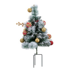 Living And Home Double-Branch Luxury Pine Needle Mixed Snow Scene Artificial Christmas Tree For Patio 41Cm W X 70Cm H - thumbnail 2