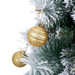 Living And Home Double-Branch Luxury Pine Needle Mixed Snow Scene Artificial Christmas Tree For Patio 41Cm W X 70Cm H - thumbnail 4