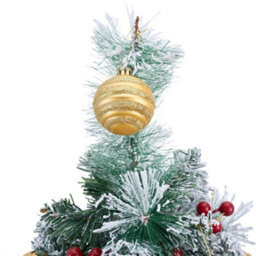 Living And Home Double-Branch Luxury Pine Needle Mixed Snow Scene Artificial Christmas Tree For Patio 41Cm W X 70Cm H - thumbnail 5