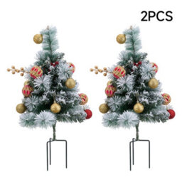 Living And Home Double-Branch Luxury Pine Needle Mixed Snow Scene Artificial Christmas Tree For Patio 41Cm W X 70Cm H - thumbnail 1